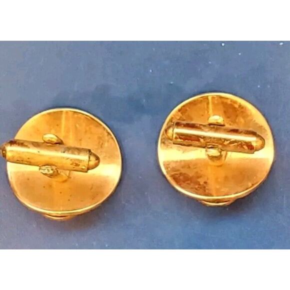 HTF Vtg Brent Gold Tone Cuff Links Lapel Tie Clip Snail Orb Details With Case - Picture 7 of 15